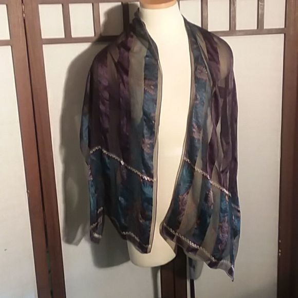 Perry Ellis sheer scarf purple, blue,bronze, and black - Picture 3 of 13